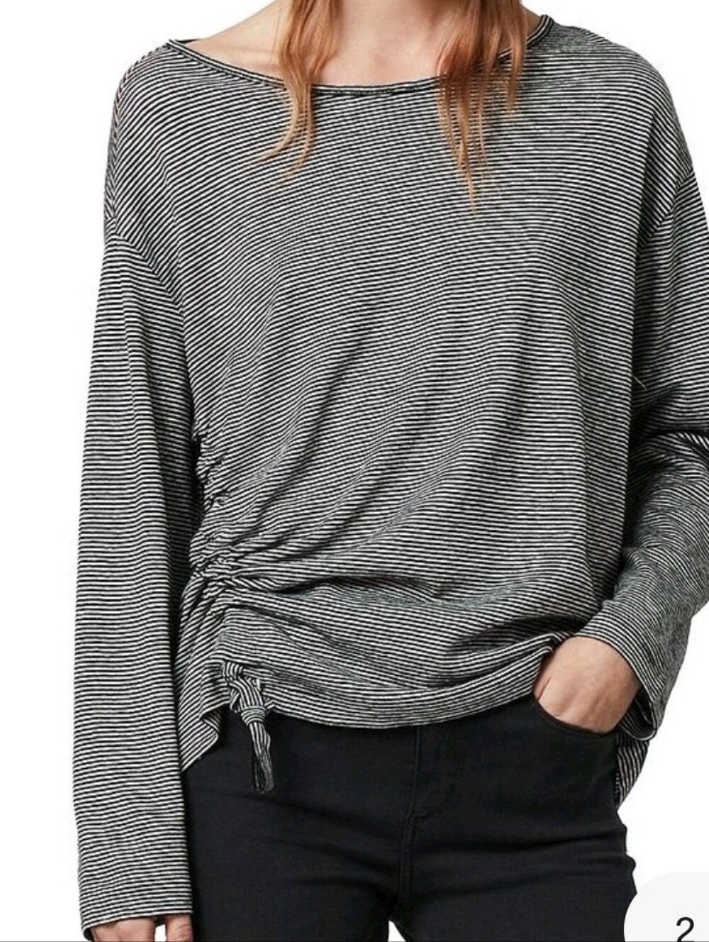 All Saints-"Ryder Lin" Striped Shirt-Size Small